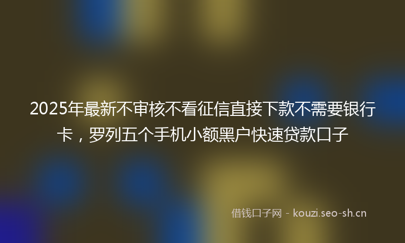 2025年最新不审核不看征信直接下款不需要银行卡，罗列五个手机小额黑户快速贷款口子