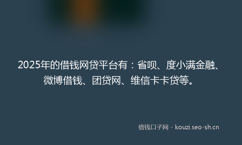 2025年的借钱网贷平台有：省呗、度小满金融、微博借钱、团贷网、维信卡卡贷等。