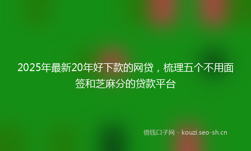 2025年最新20年好下款的网贷，梳理五个不用面签和芝麻分的贷款平台