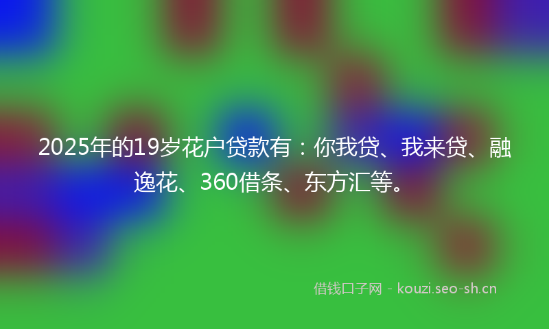 2025年的19岁花户贷款有：你我贷、我来贷、融逸花、360借条、东方汇等。
