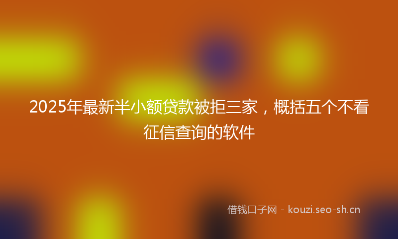 2025年最新半小额贷款被拒三家，概括五个不看征信查询的软件
