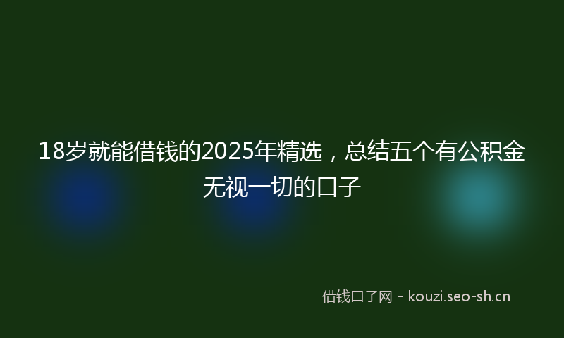 18岁就能借钱的2025年精选，总结五个有公积金无视一切的口子