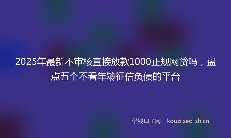 2025年最新不审核直接放款1000正规网贷吗，盘点五个不看年龄征信负债的平台