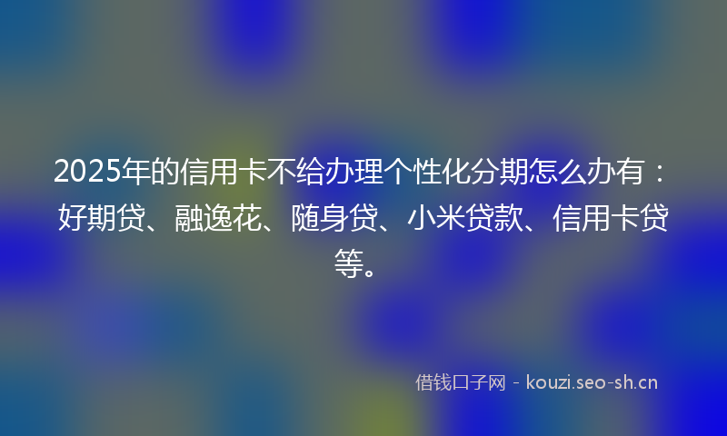 2025年的信用卡不给办理个性化分期怎么办有：好期贷、融逸花、随身贷、小米贷款、信用卡贷等。