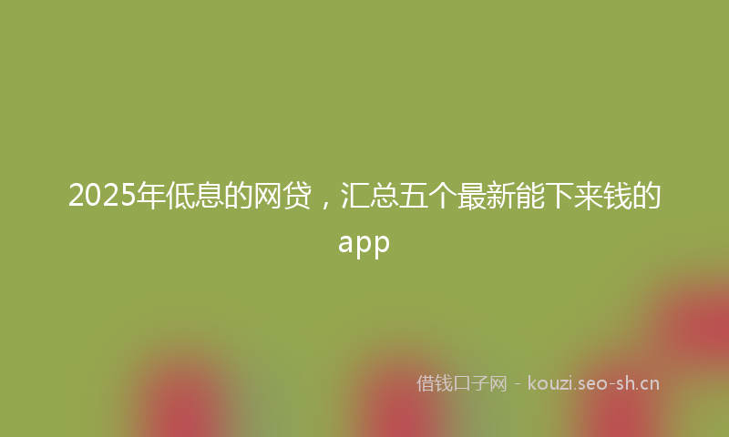 2025年低息的网贷，汇总五个最新能下来钱的app