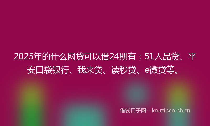 2025年的什么网贷可以借24期有：51人品贷、平安口袋银行、我来贷、读秒贷、e微贷等。
