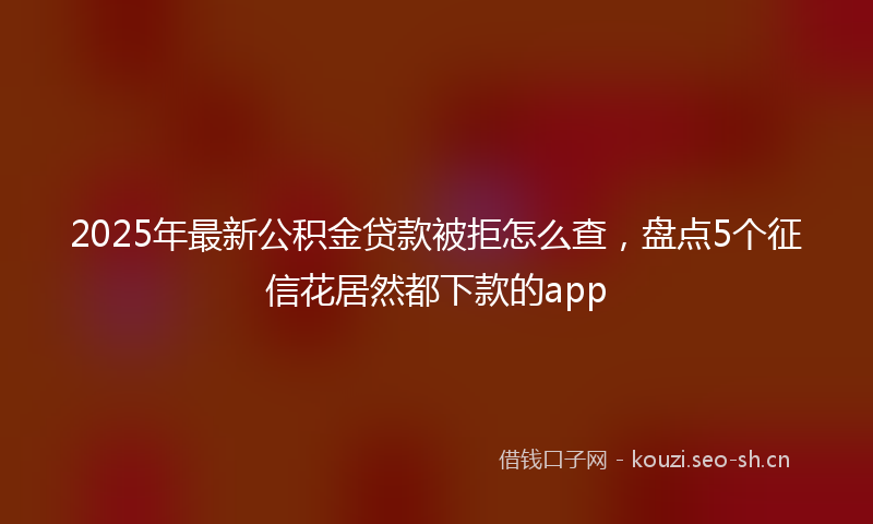 2025年最新公积金贷款被拒怎么查，盘点5个征信花居然都下款的app