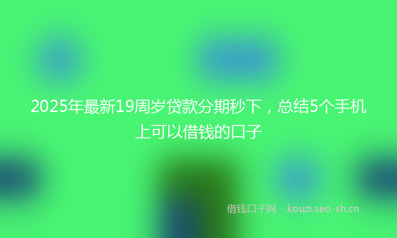 2025年最新19周岁贷款分期秒下，总结5个手机上可以借钱的口子