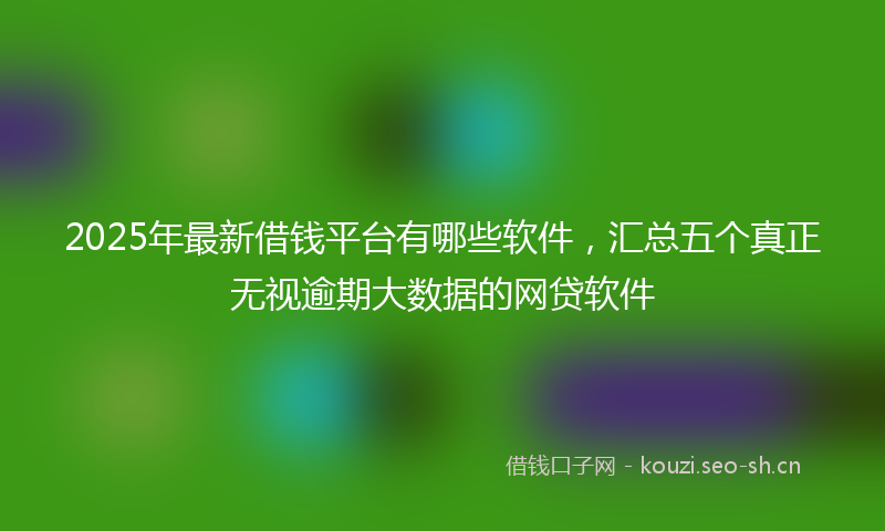 2025年最新借钱平台有哪些软件，汇总五个真正无视逾期大数据的网贷软件
