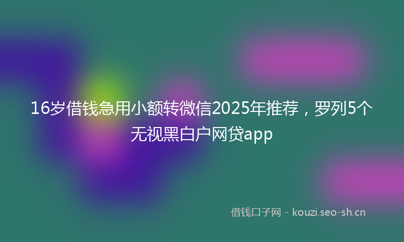 16岁借钱急用小额转微信2025年推荐，罗列5个无视黑白户网贷app
