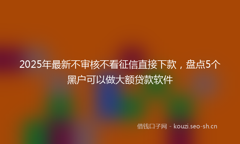 2025年最新不审核不看征信直接下款，盘点5个黑户可以做大额贷款软件