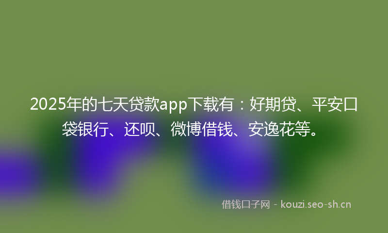 2025年的七天贷款app下载有：好期贷、平安口袋银行、还呗、微博借钱、安逸花等。