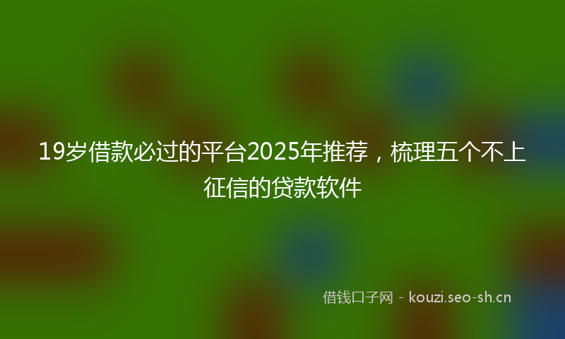 19岁借款必过的平台2025年推荐，梳理五个不上征信的贷款软件