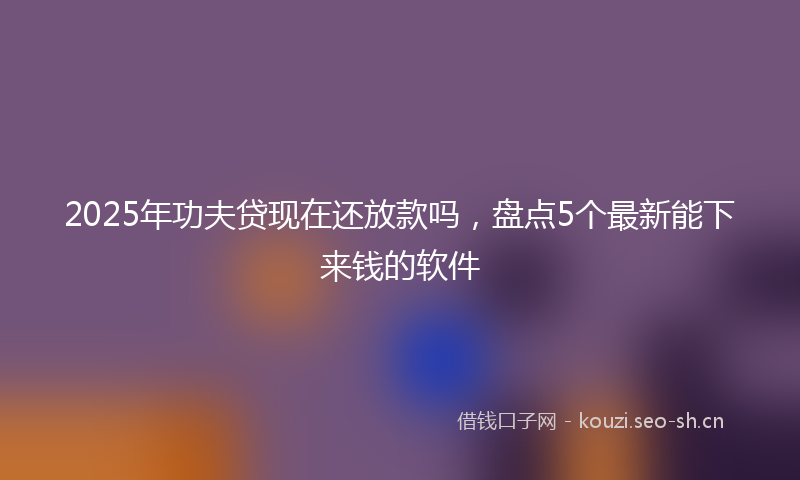 2025年功夫贷现在还放款吗，盘点5个最新能下来钱的软件