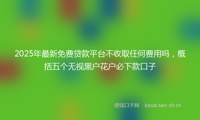 2025年最新免费贷款平台不收取任何费用吗，概括五个无视黑户花户必下款口子