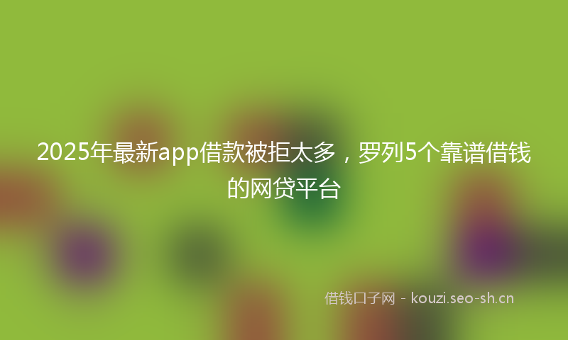2025年最新app借款被拒太多，罗列5个靠谱借钱的网贷平台