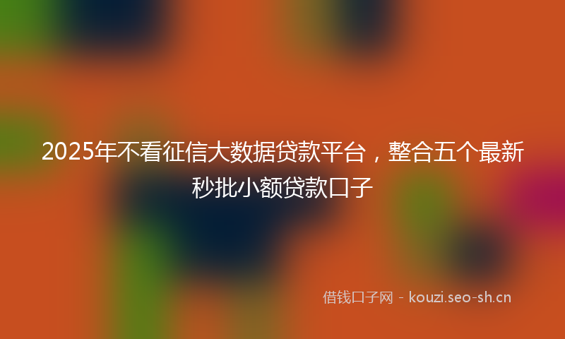 2025年不看征信大数据贷款平台，整合五个最新秒批小额贷款口子
