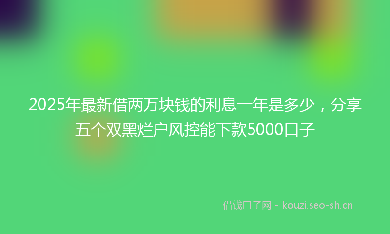 2025年最新借两万块钱的利息一年是多少，分享五个双黑烂户风控能下款5000口子