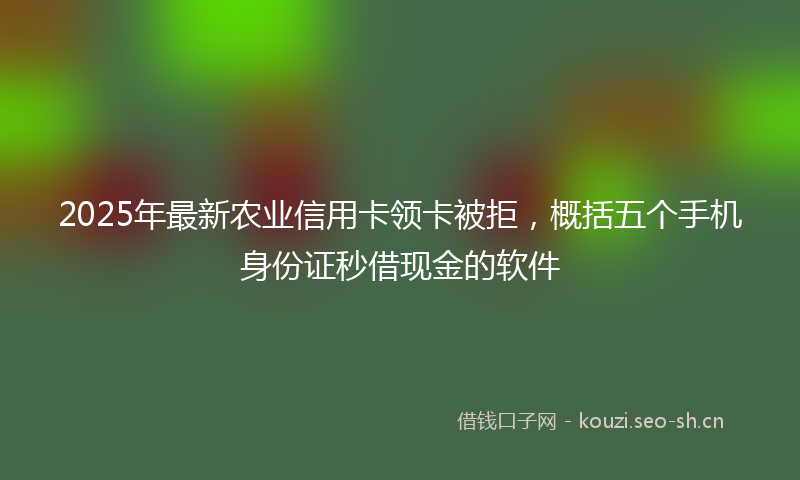 2025年最新农业信用卡领卡被拒，概括五个手机身份证秒借现金的软件