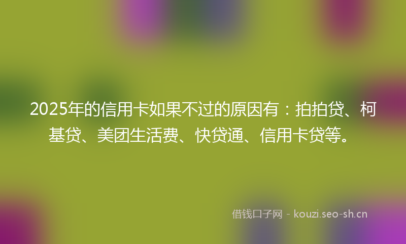 2025年的信用卡如果不过的原因有：拍拍贷、柯基贷、美团生活费、快贷通、信用卡贷等。