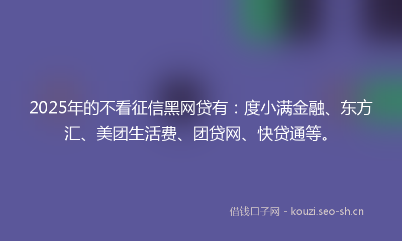 2025年的不看征信黑网贷有：度小满金融、东方汇、美团生活费、团贷网、快贷通等。