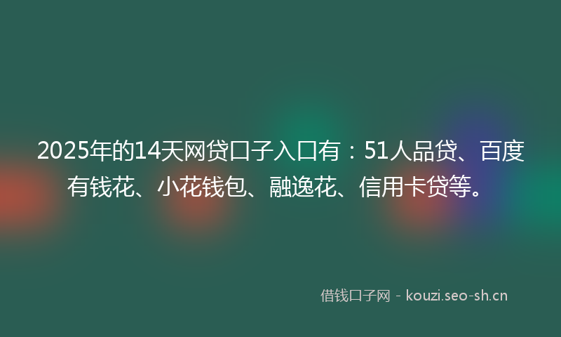 2025年的14天网贷口子入口有：51人品贷、百度有钱花、小花钱包、融逸花、信用卡贷等。
