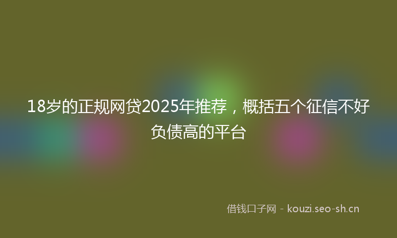 18岁的正规网贷2025年推荐，概括五个征信不好负债高的平台