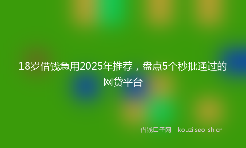 18岁借钱急用2025年推荐，盘点5个秒批通过的网贷平台