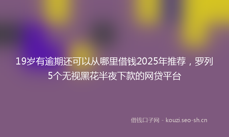 19岁有逾期还可以从哪里借钱2025年推荐，罗列5个无视黑花半夜下款的网贷平台