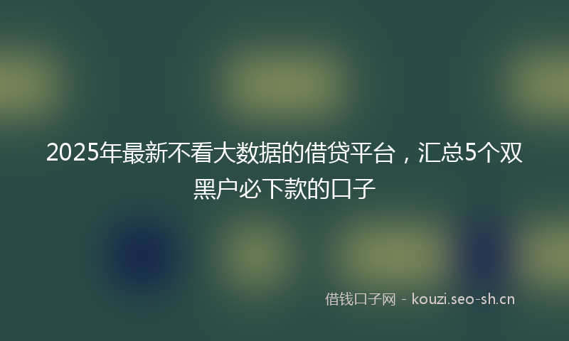 2025年最新不看大数据的借贷平台，汇总5个双黑户必下款的口子