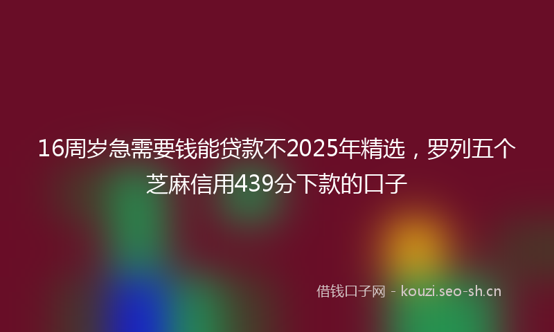 16周岁急需要钱能贷款不2025年精选,罗列五个芝麻信用439分下款的口子