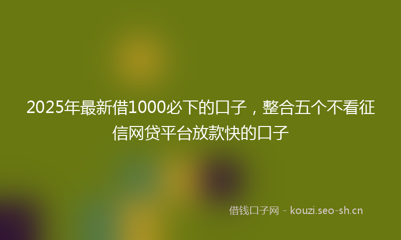 2025年最新借1000必下的口子，整合五个不看征信网贷平台放款快的口子