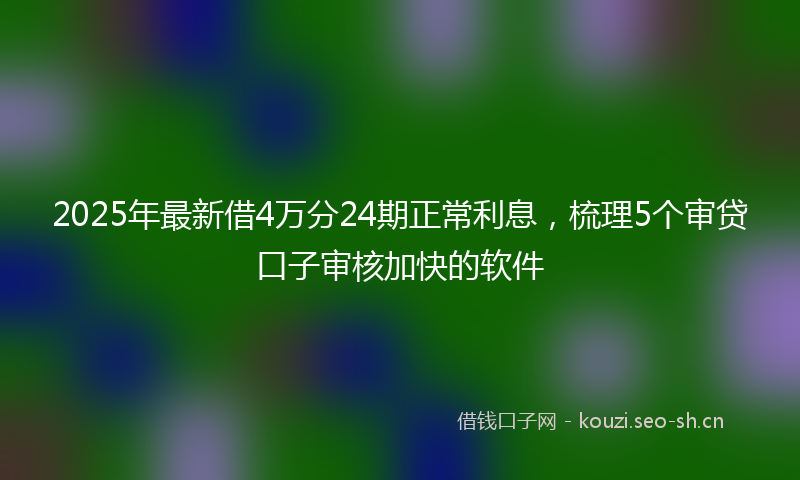 2025年最新借4万分24期正常利息,梳理5个审贷口子审核加快的软件
