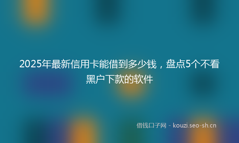 2025年最新信用卡能借到多少钱,盘点5个不看黑户下款的软件