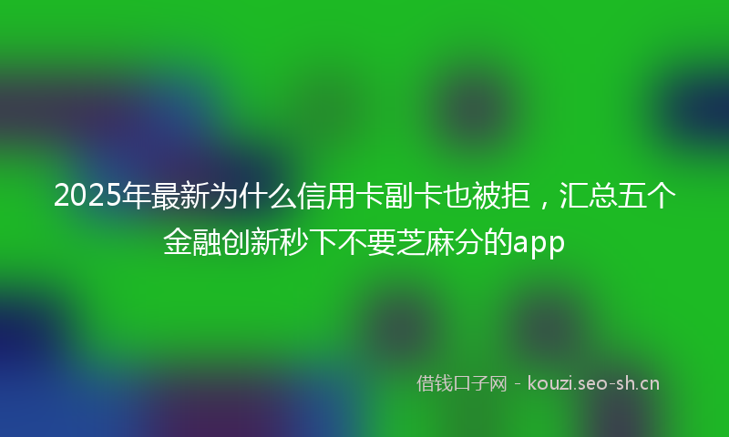 2025年最新为什么信用卡副卡也被拒，汇总五个金融创新秒下不要芝麻分的app