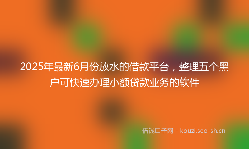 2025年最新6月份放水的借款平台，整理五个黑户可快速办理小额贷款业务的软件