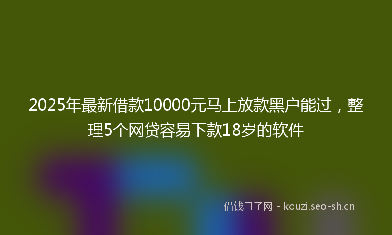 2025年最新借款10000元马上放款黑户能过，整理5个网贷容易下款18岁的软件