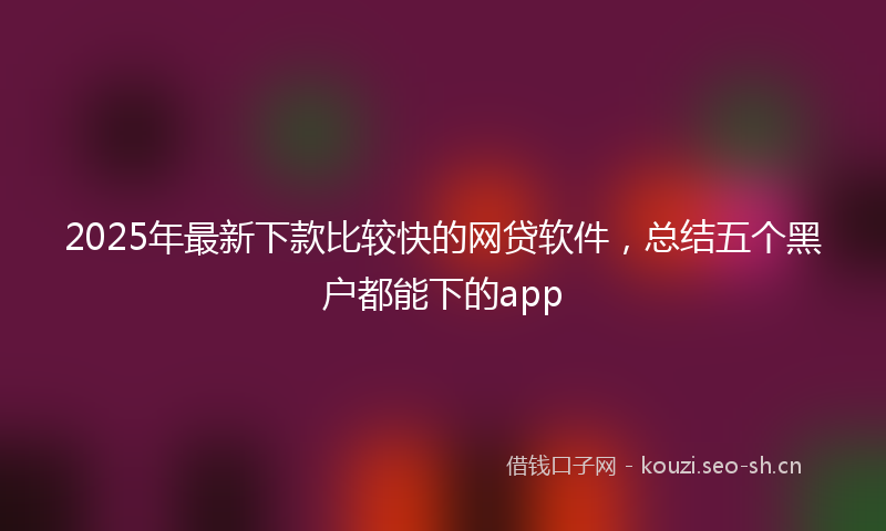 2025年最新下款比较快的网贷软件，总结五个黑户都能下的app