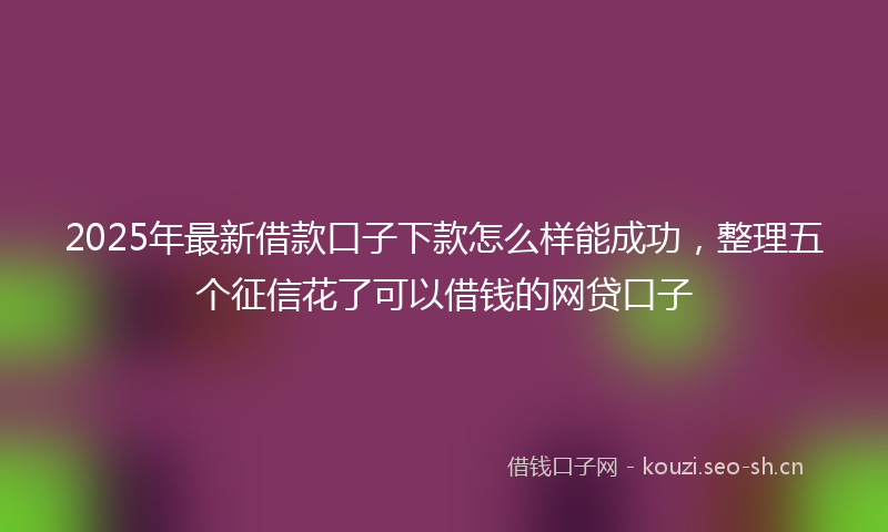 2025年最新借款口子下款怎么样能成功，整理五个征信花了可以借钱的网贷口子