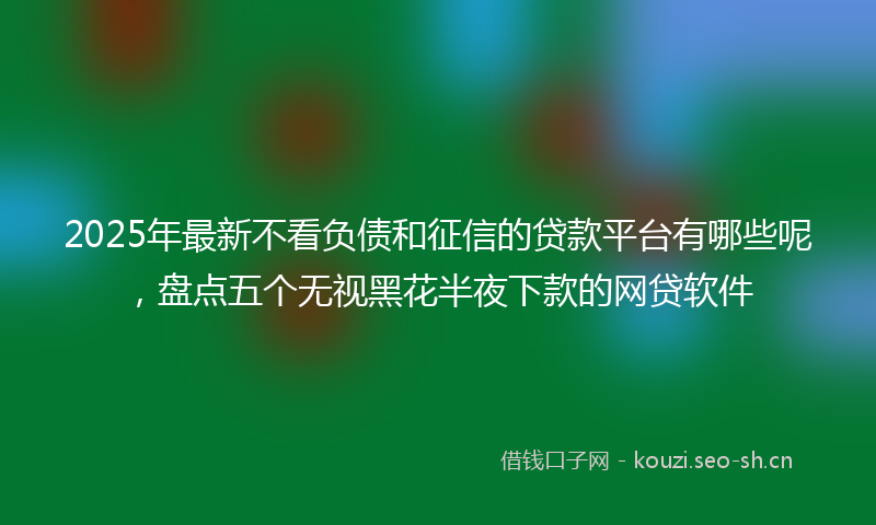 2025年最新不看负债和征信的贷款平台有哪些呢，盘点五个无视黑花半夜下款的网贷软件
