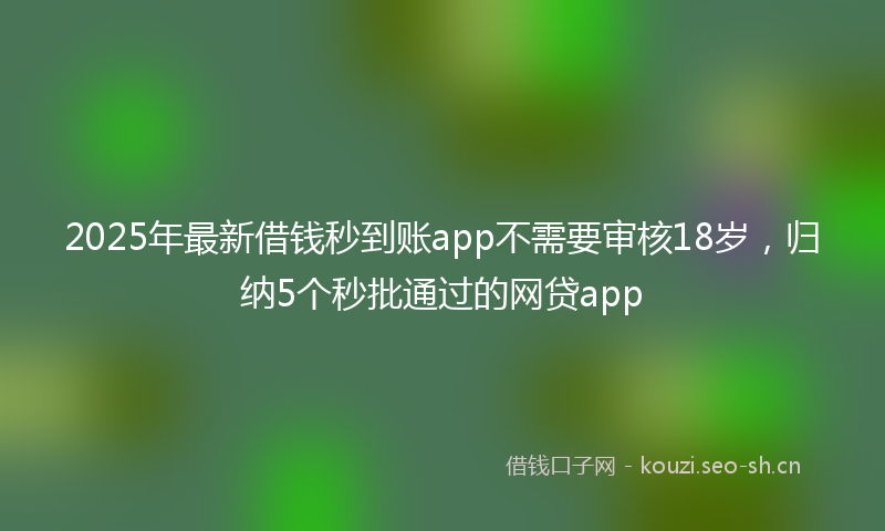 2025年最新借钱秒到账app不需要审核18岁，归纳5个秒批通过的网贷app