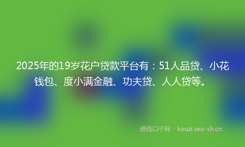 2025年的19岁花户贷款平台有：51人品贷、小花钱包、度小满金融、功夫贷、人人贷等。