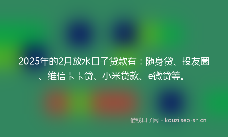 2025年的2月放水口子贷款有：随身贷、投友圈、维信卡卡贷、小米贷款、e微贷等。