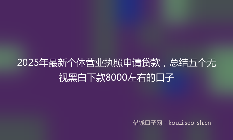 2025年最新个体营业执照申请贷款，总结五个无视黑白下款8000左右的口子