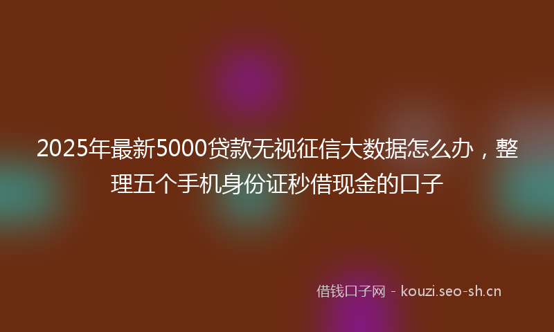 2025年最新5000贷款无视征信大数据怎么办，整理五个手机身份证秒借现金的口子