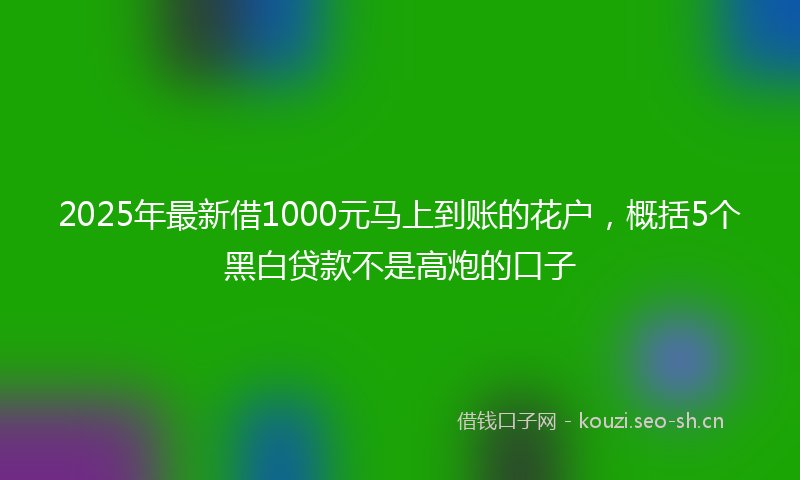 2025年最新借1000元马上到账的花户，概括5个黑白贷款不是高炮的口子