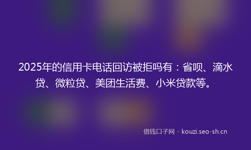 2025年的信用卡电话回访被拒吗有：省呗、滴水贷、微粒贷、美团生活费、小米贷款等。