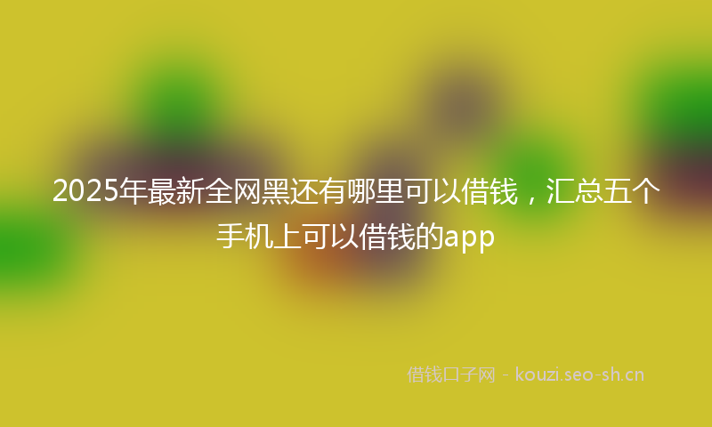 2025年最新全网黑还有哪里可以借钱，汇总五个手机上可以借钱的app