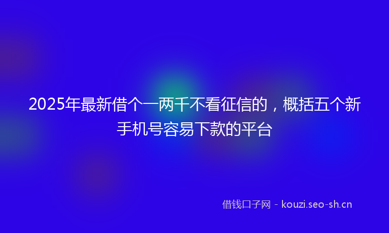 2025年最新借个一两千不看征信的，概括五个新手机号容易下款的平台