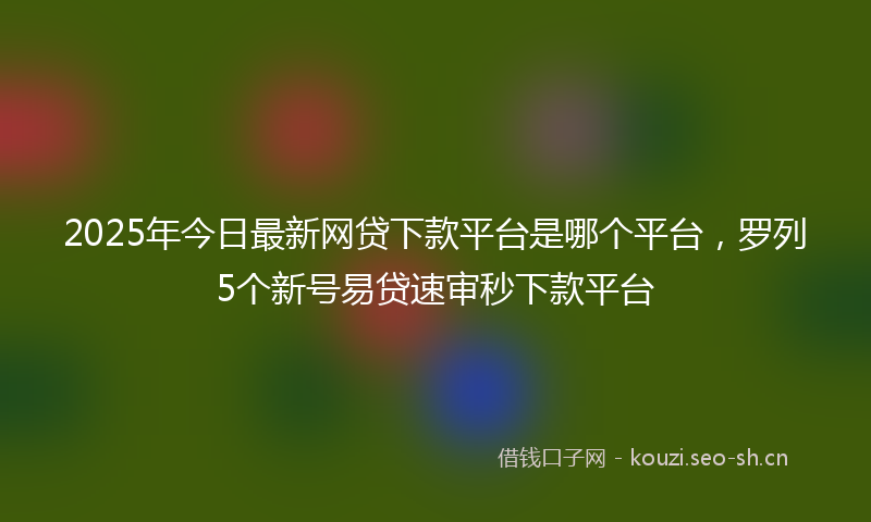 2025年今日最新网贷下款平台是哪个平台，罗列5个新号易贷速审秒下款平台